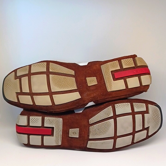 Prada Suede Oxford Sneakers, Brown/Khaki Size 9 - Picture 9 of 12